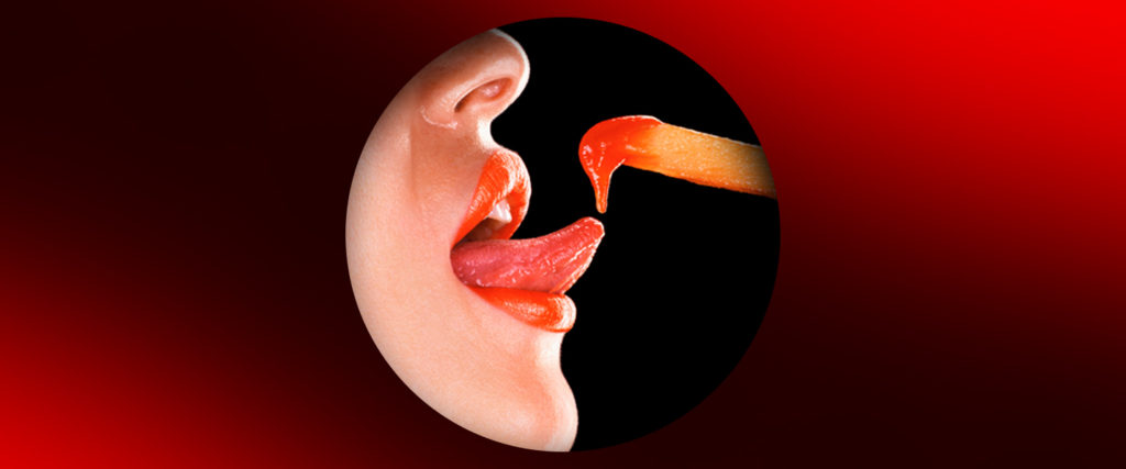 Woman's mouth licking a french fry with ketchup-Safewords