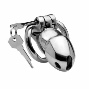 metal chastity cage escape feature detail graphic