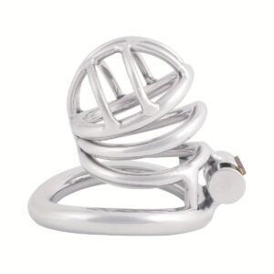 metal steel chastity cage medical-grade stainless small exercise angled product view