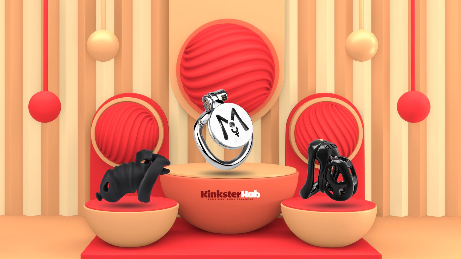 Orgasm Denial ALT types of male chastity cages side by side