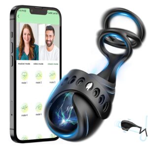 kinksterhub A black electric penis trainer with app control displayed on a phone.