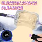 kinksterhub A soft TPE electric shock penis ring and hodensack ring set with wires and a controller.