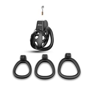All parts of Lightweight Smooth Black Chastity Devices(XS) display