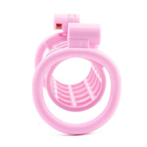 The front view of double-ended pink chastity cage