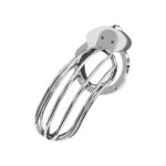 Front view of stainless steel male chastity cage