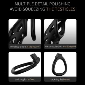 Lightweight 3D resin chastity cage set XS accessories four-grid diagram