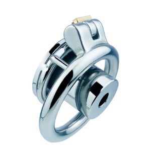 Fully Enclosed Stainless Steel Closed Chastity Cage Side Bottom Display