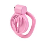 Realistic Pink Resin Chastity Cage Set 45° side display