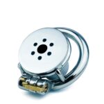 Fully Enclosed Stainless Steel Closed Chastity Cage Front and Side View