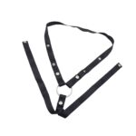 An adjustable black elastic band designed to secure a male chastity cage