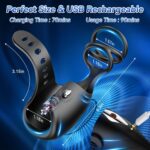 kinksterhub A black electric penis trainer with app control displayed on a phone.