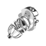 The forth style of stainless steel male chastity cage