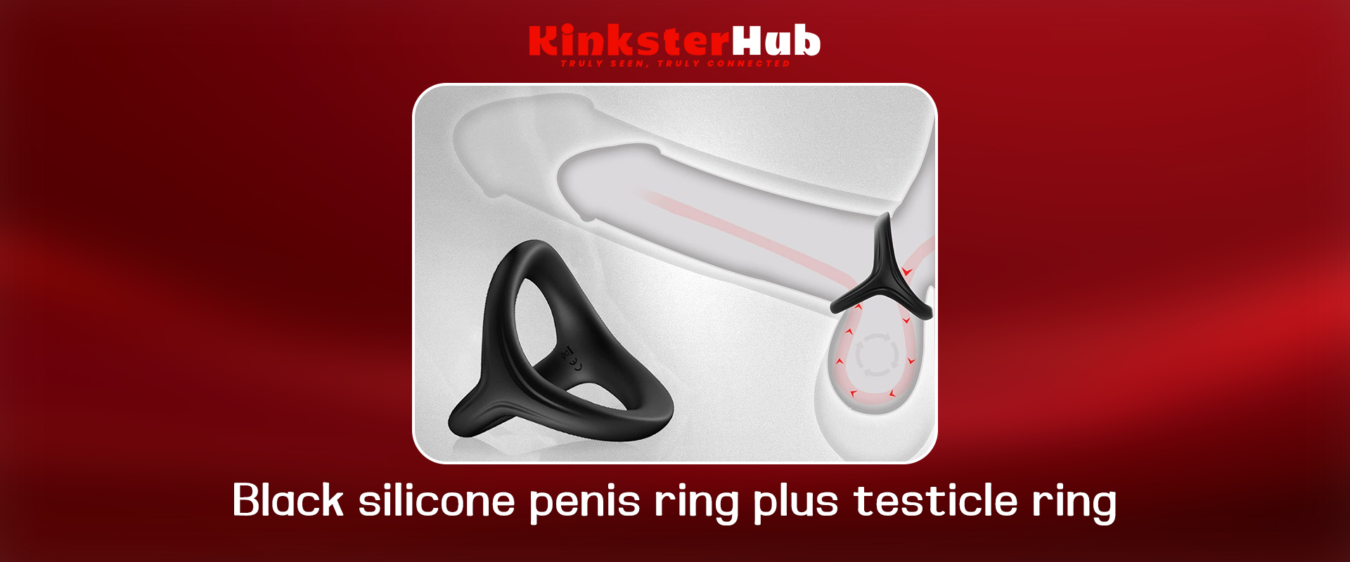 Black silicone cock and ball ring with flexible loops