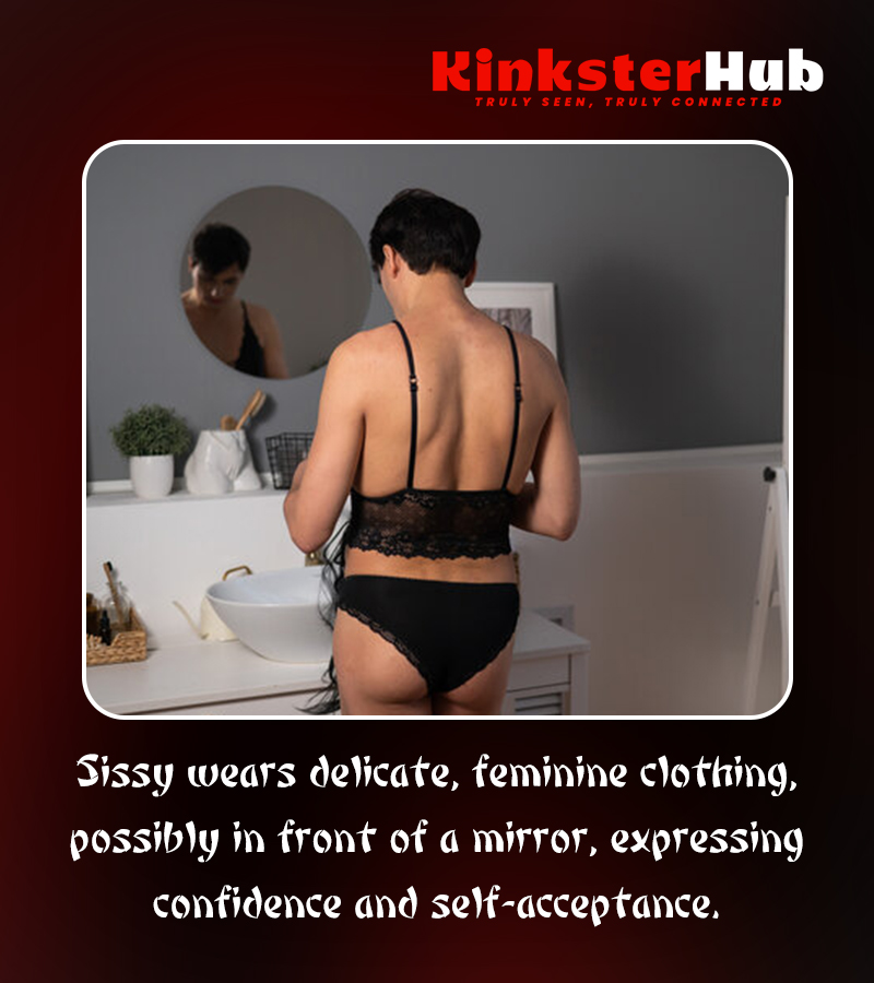 Sissy in delicate feminine clothing