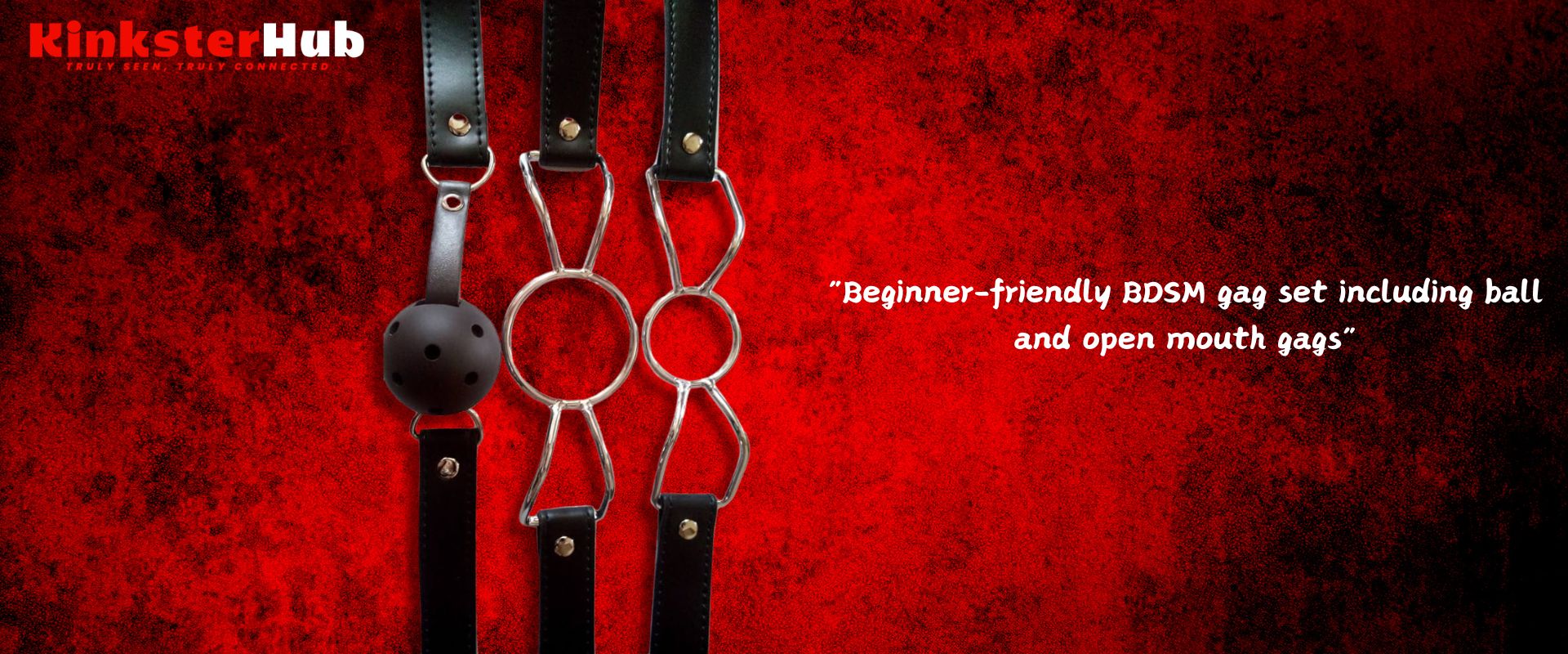 Beginner-friendly BDSM gag set including ball and open mouth gags
