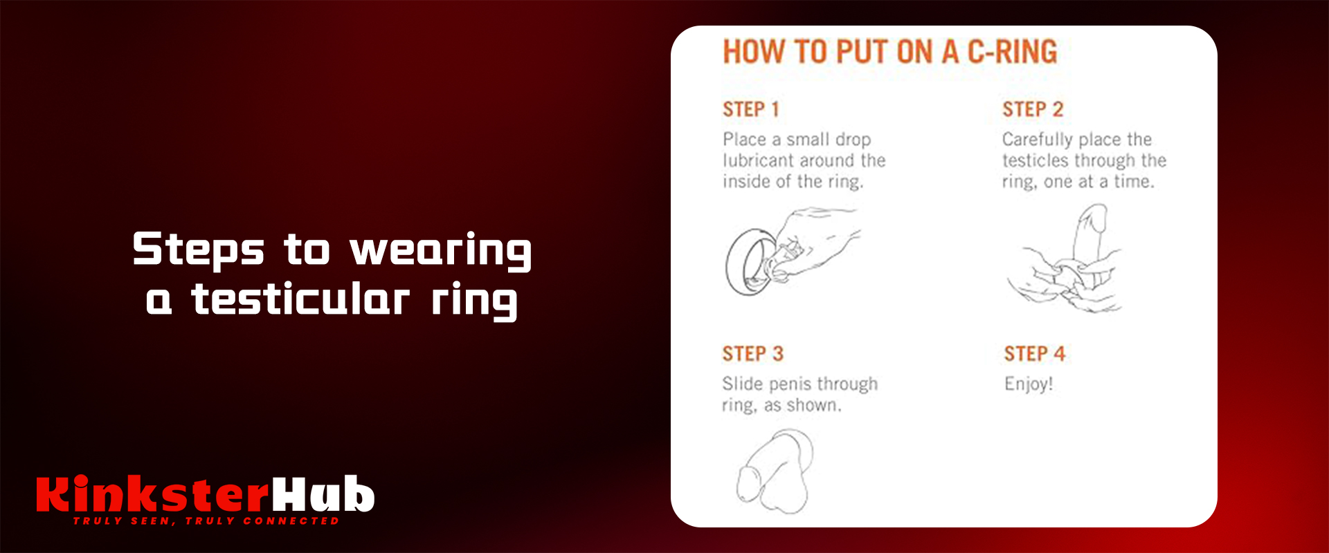 Step-by-step process of putting on testicle ring