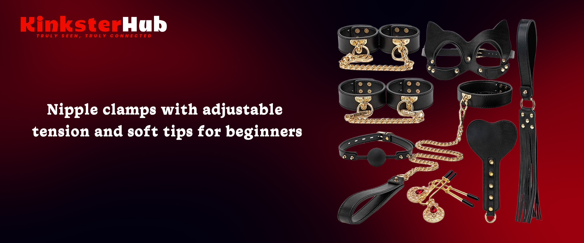 Nipple clamps with adjustable tension and soft tips for beginners