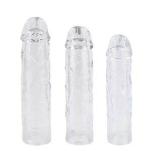 Transparent Veined Silicone Penis Sleeve 3ps