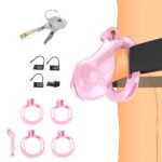 ALl Parts of Pink Resin Male Chastity Cage Set