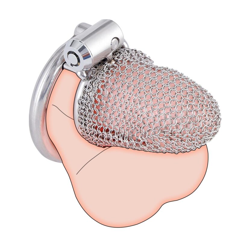 Short Metal Mesh Chain Cock Cage side view Display