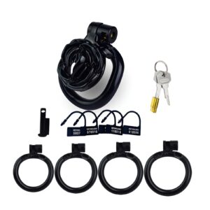 Black flower shaped chastity cage accessory set