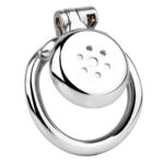 The Front view of Flat Metal Chastity Cage