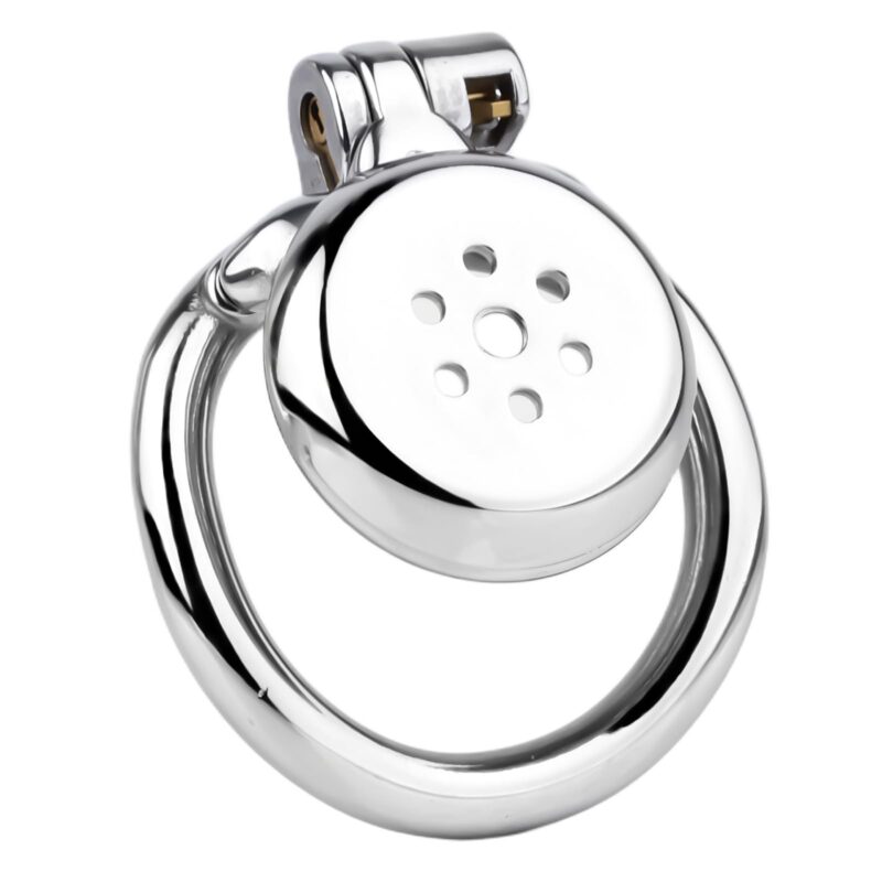 The Front view of Flat Metal Chastity Cage