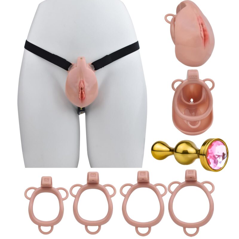 All Parts of Realistic Vagina Chastity Cage set All Parts of Realistic Vagina Chastity Cage set