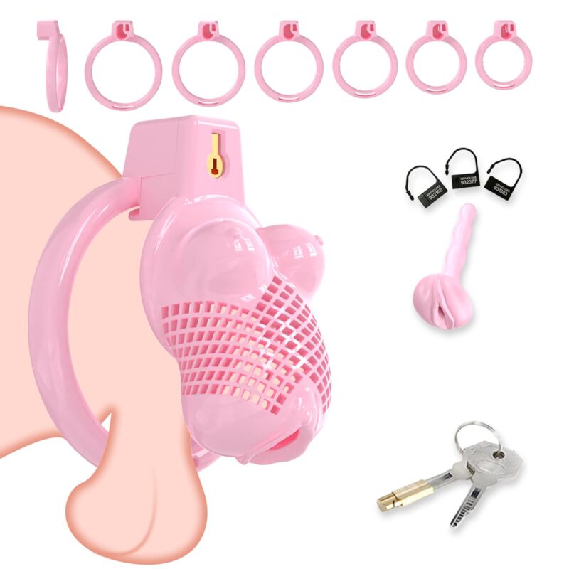 Pink Chest Chastity Cage Set
