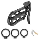 All parts of Lightweight Black ABS Chastity Cage(M)