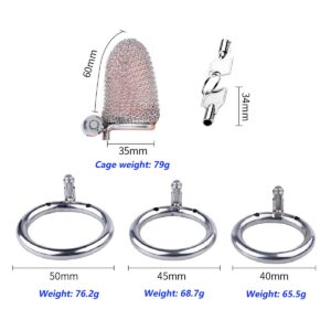 Short Metal Mesh Chain Cock Cage All Accessories Size Display