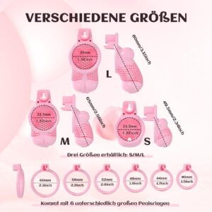 Pink breast shaped chastity cage multi size chart