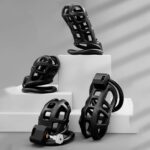 4 different variations of Lightweight Black ABS Chastity Cage(M)