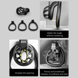 black resin chastity cage lightweight ABS detail close-up