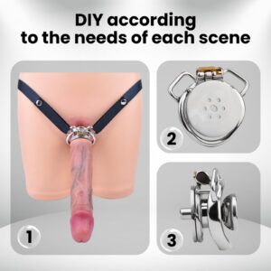 metal chastity cage innovative 3-ring set dildo angled product view