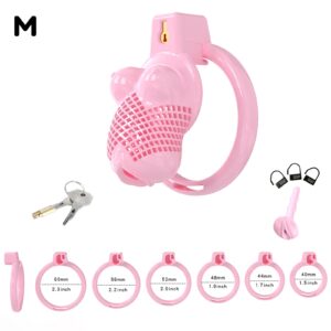 Pink breast shaped chastity cage M size kit