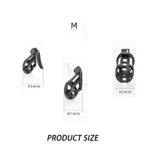 Black ABS chastity cage M size chart