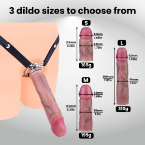 3-ring chastity cage dildo size options chart