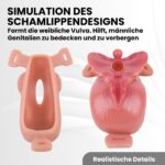 Front and Back views of Realistic Vagina Chastity Cage