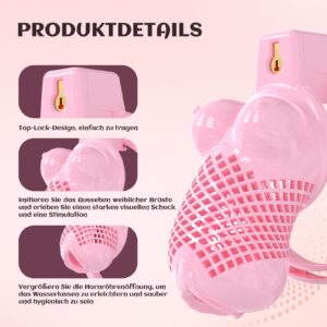 Pink breast shaped chastity cage product detail graphic