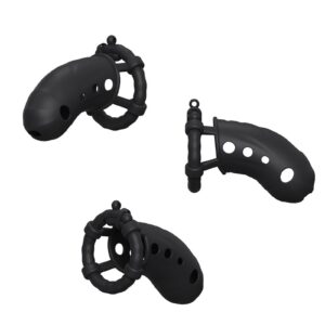Breathable Silicone Male Chastity Cage Three-angle display