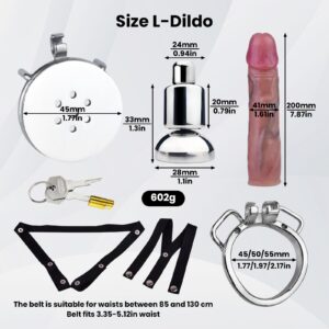 3-ring chastity cage L dildo size chart