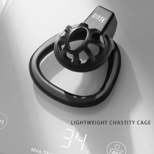 black resin chastity cage lightweight ABS angled product view