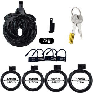Black flower shaped chastity cage kit with four rings