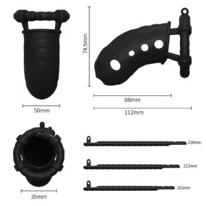 Breathable Silicone Male Chastity Cage All Accessories Size Measurements