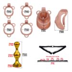 Each parts size of Realistic Vagina Chastity Cage set