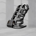 Front view of Lightweight Black ABS Chastity Cage(M)