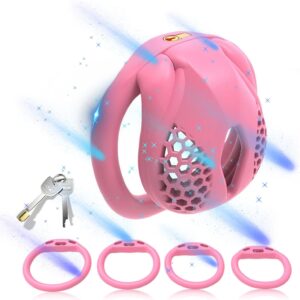 black pink chastity cage ergonomic breathable angled product view