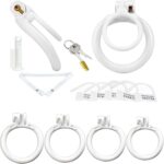 All parts of Small Double-Ring White Chastity Cage
