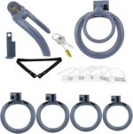 All parts of Small Double-Ring Grey Chastity Cage